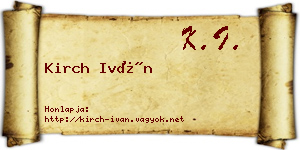 Kirch Iván névjegykártya